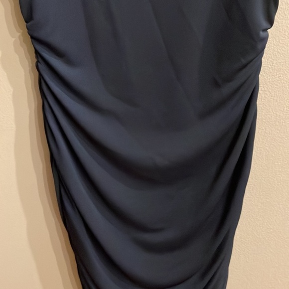 A pea In The Pod Maternity Navy blue ruching sides dress size Med square neck - Picture 7 of 8